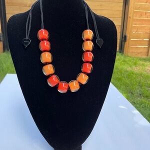 Red and Orange Beaded Necklace